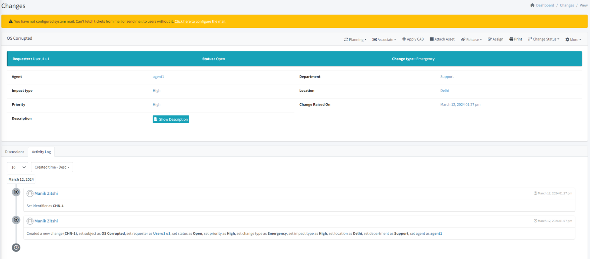 screenshot of Faveo Servicedesk